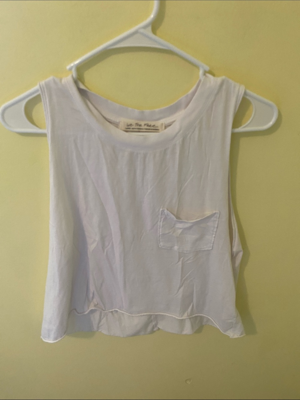 We The Free White Cropped Pocket Tank
